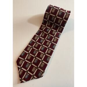 Vintage Bill Blass Black Label 100% Silk Tie Burgundy Beige Blue
